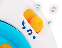 Plays 28 lullabies, melodies, sounds and phrases Plays 28 lullabies, melodies, sounds and phrases